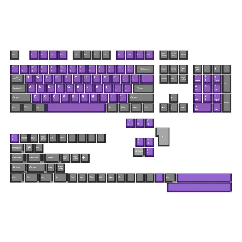 Tai-Hao ABS 152 Keys Cubic Profile Translucent Backlit Keycaps - Purple Boom - مفاتيح